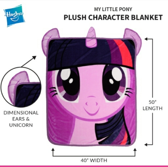 Last 1 NWT Adorable My Little Pony Twilight Sparkle Purple plush warm 3D blanke… - Picture 2 of 9